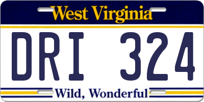 WV license plate DRI324