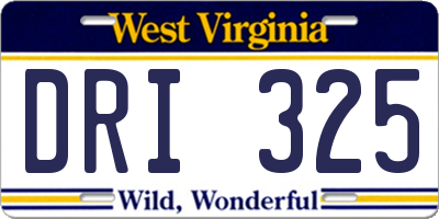 WV license plate DRI325