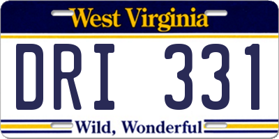 WV license plate DRI331