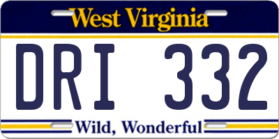 WV license plate DRI332