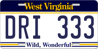 WV license plate DRI333