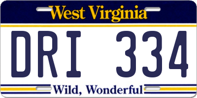WV license plate DRI334