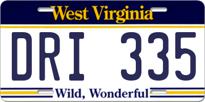 WV license plate DRI335