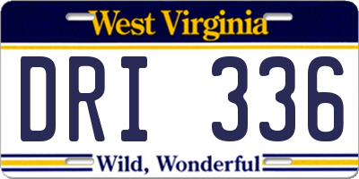 WV license plate DRI336