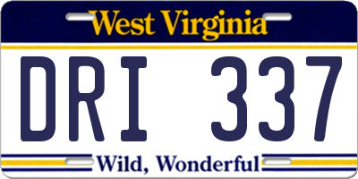 WV license plate DRI337