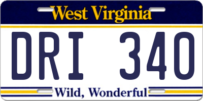 WV license plate DRI340