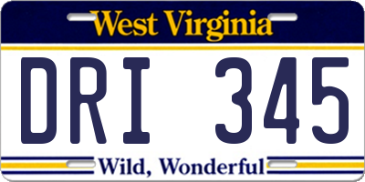 WV license plate DRI345