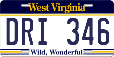 WV license plate DRI346