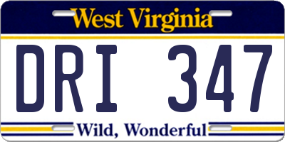 WV license plate DRI347