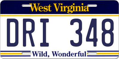 WV license plate DRI348