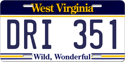 WV license plate DRI351