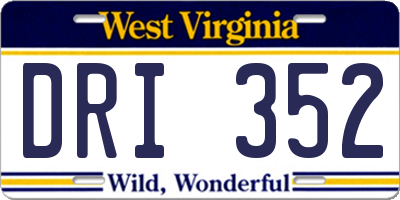 WV license plate DRI352