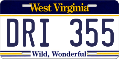 WV license plate DRI355