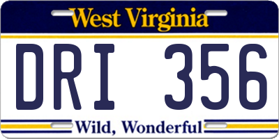 WV license plate DRI356