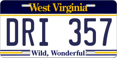 WV license plate DRI357