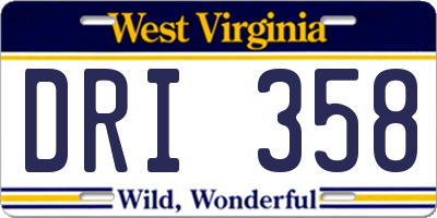 WV license plate DRI358