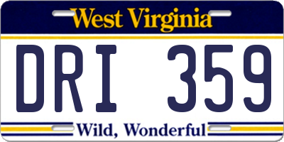 WV license plate DRI359