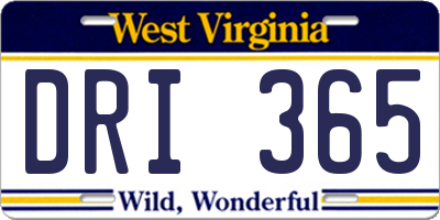WV license plate DRI365
