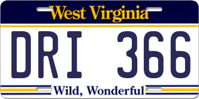 WV license plate DRI366