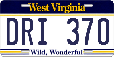 WV license plate DRI370