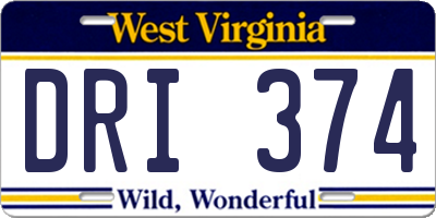 WV license plate DRI374