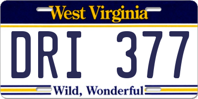 WV license plate DRI377