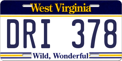 WV license plate DRI378