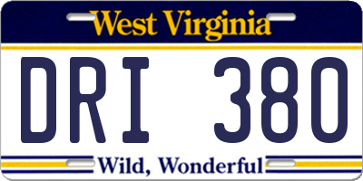 WV license plate DRI380