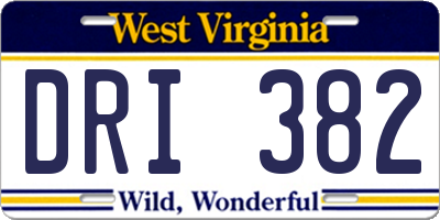 WV license plate DRI382