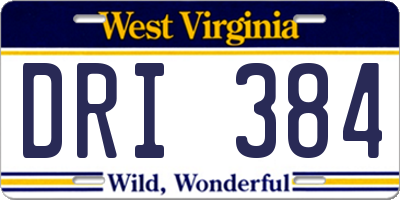 WV license plate DRI384