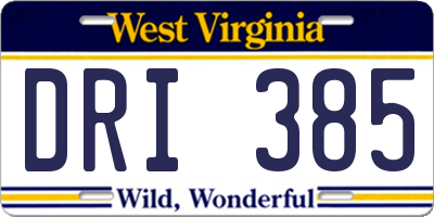 WV license plate DRI385