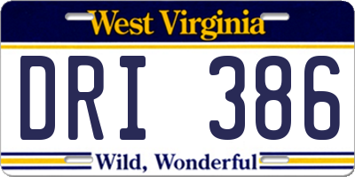 WV license plate DRI386