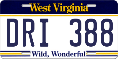 WV license plate DRI388