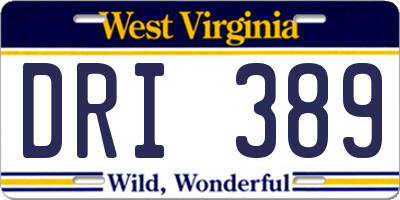 WV license plate DRI389
