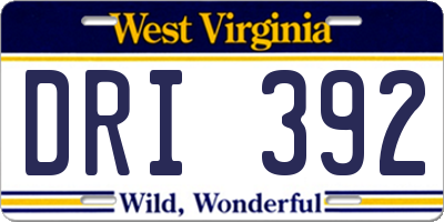 WV license plate DRI392