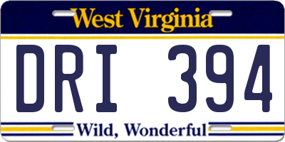 WV license plate DRI394