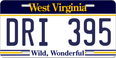 WV license plate DRI395