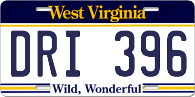 WV license plate DRI396
