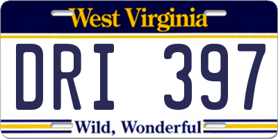WV license plate DRI397
