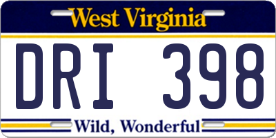 WV license plate DRI398