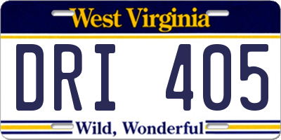 WV license plate DRI405