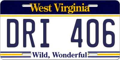 WV license plate DRI406