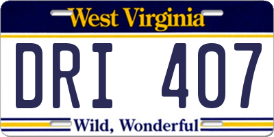 WV license plate DRI407