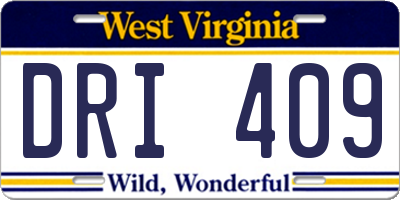 WV license plate DRI409