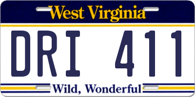 WV license plate DRI411