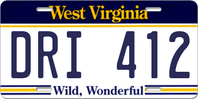 WV license plate DRI412
