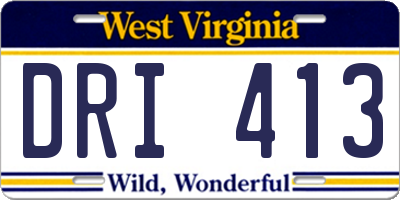 WV license plate DRI413
