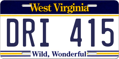 WV license plate DRI415