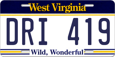 WV license plate DRI419