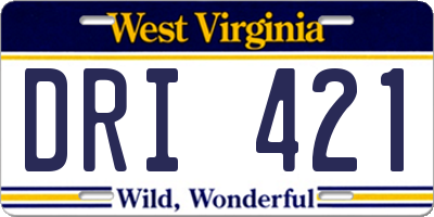 WV license plate DRI421